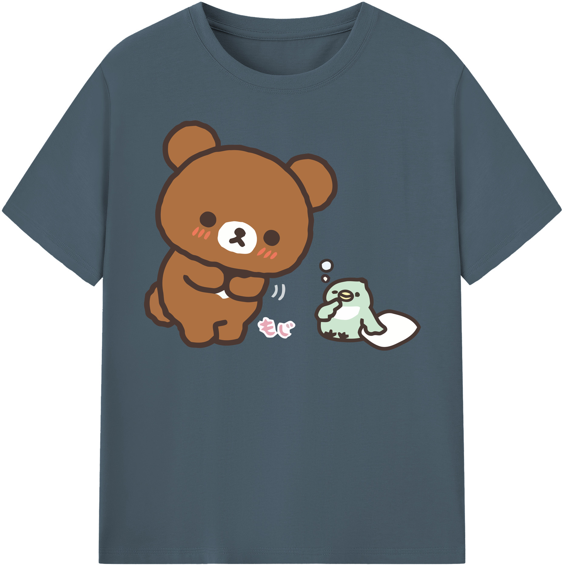 （画像用） リラックマ リラックマ キイロイトリ Rilakkuma Korilakkuma Kiiroitori 綿100％半袖Tシャツ（フロントプリント）